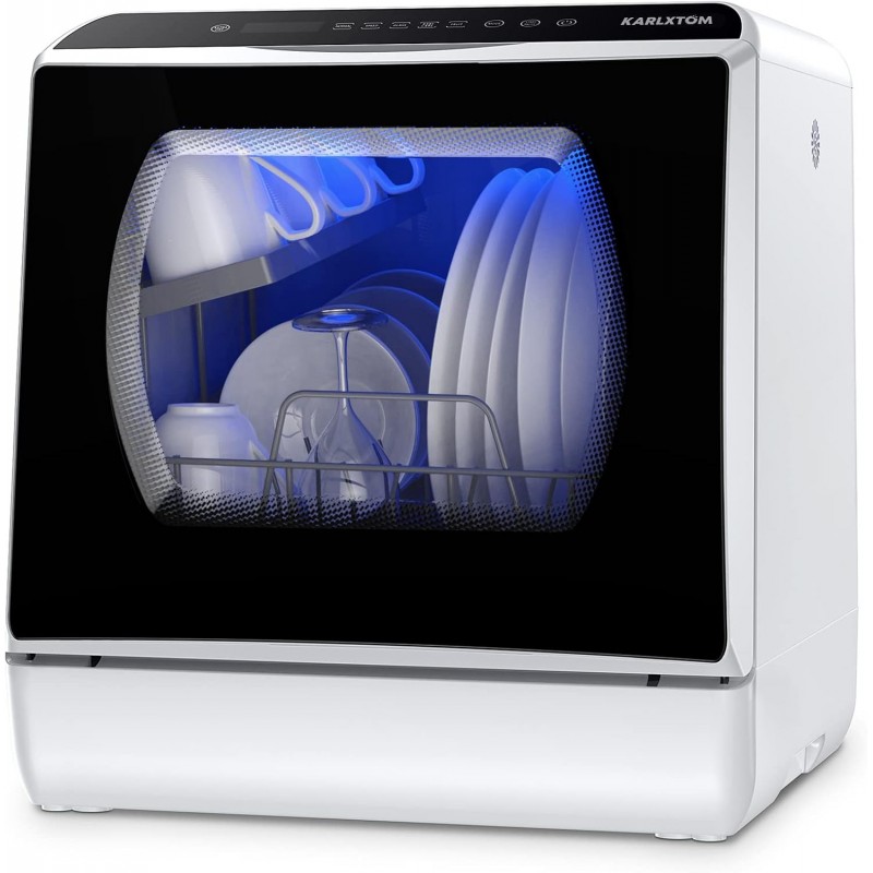 Karlxtom Tabletop Dishwasher, Mini Dishwasher with LED Touch Control, 45CM, 6 Programs