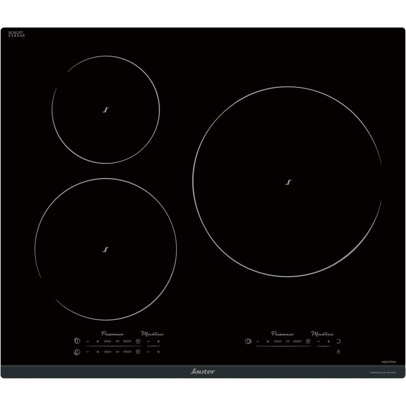 Sauter - SPI9544B - Plaque Induction - Table de Cuisson Encastrable - Noir - 3 Foyers - 7400W
