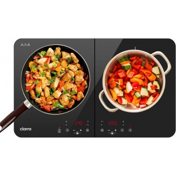 CIARRA CBTIH2 2-Burner Hob 3500W - Portable Induction Hob - 2 Burners - 9 Power Levels