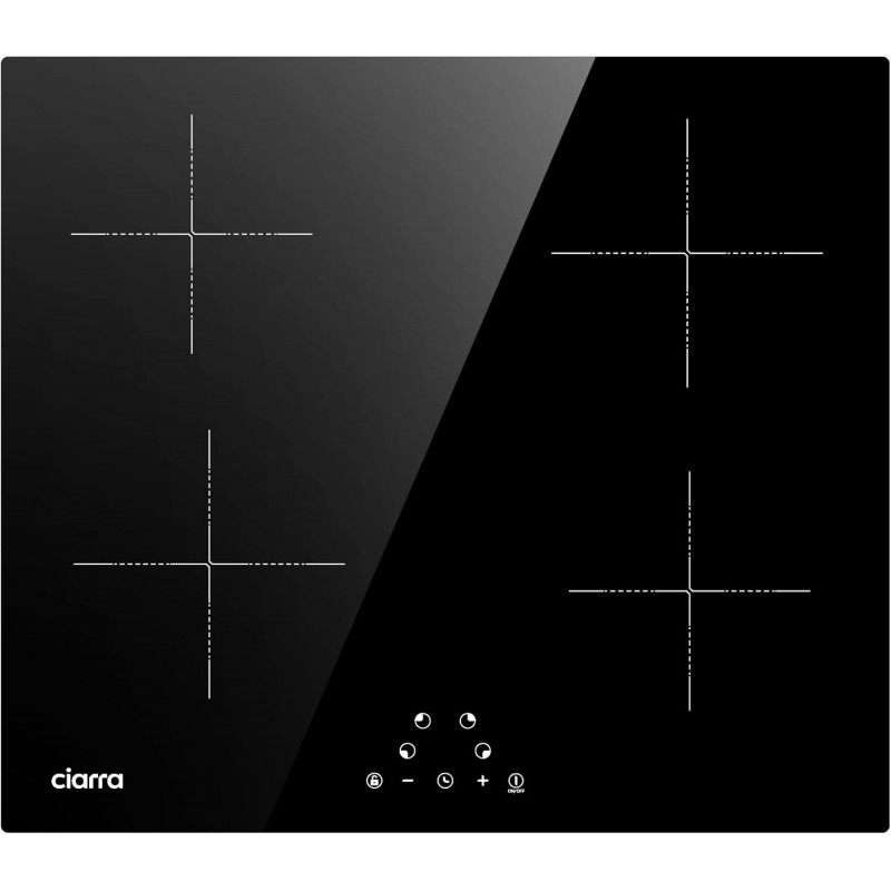 Placa de inducción empotrada CIARRA CABBIH4 de 6000 W - 9 niveles de potencia - 4 quemadores
