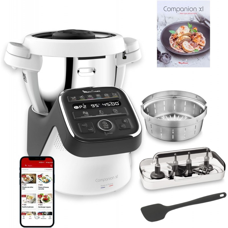 Moulinex Companion XL Multifunction Cooking Robot, 4.5 L, 14 Operating Modes, 1550 W, Unlimited Recipes, Silent