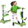 Patinete infantil, 3 rodas, patinete infantil dobrável com altura ajustável, plataforma antiderrapante, rodas com iluminação LED